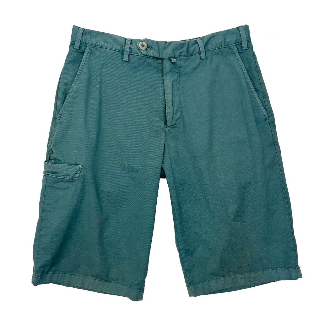 Isaia Napoli Blue Italy Cotton Linen Stretch Shorts Mens EU 46 / US 30